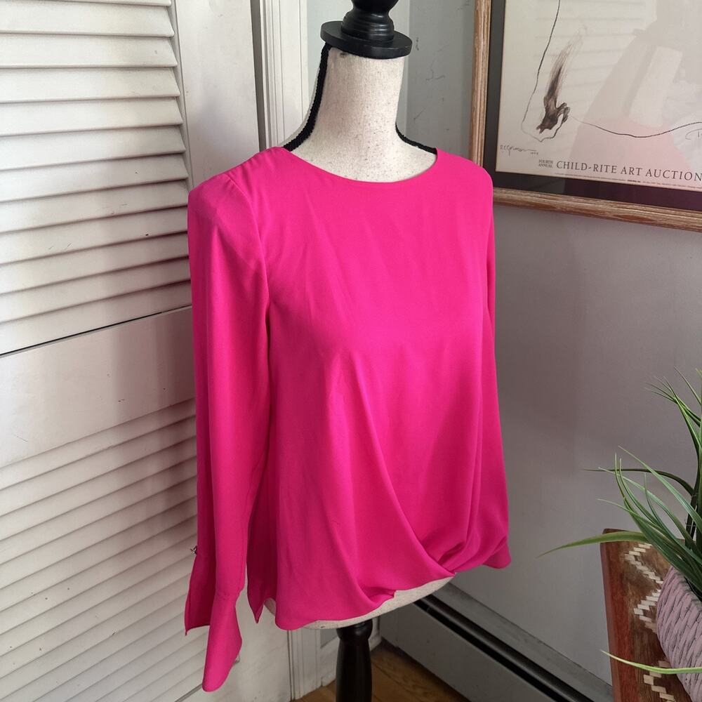Vince Camuto Blouse Womens XS Hot Pink Flowy Minimalist Office to Evening Chic